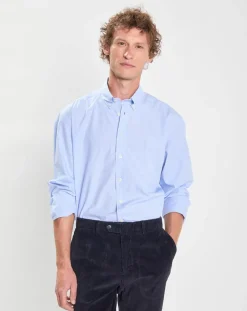 Chemise Slim Fit Fil Coupé imprimée bleue-Hackett London New
