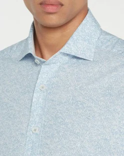 Chemise Slim Fit Imprimé en allover bleu clair-Hackett London Sale