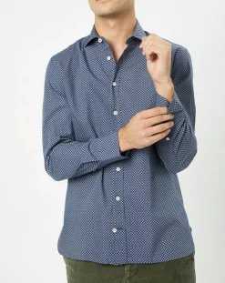 Chemise Slim Fit imprimée bleu foncé-Hackett London New