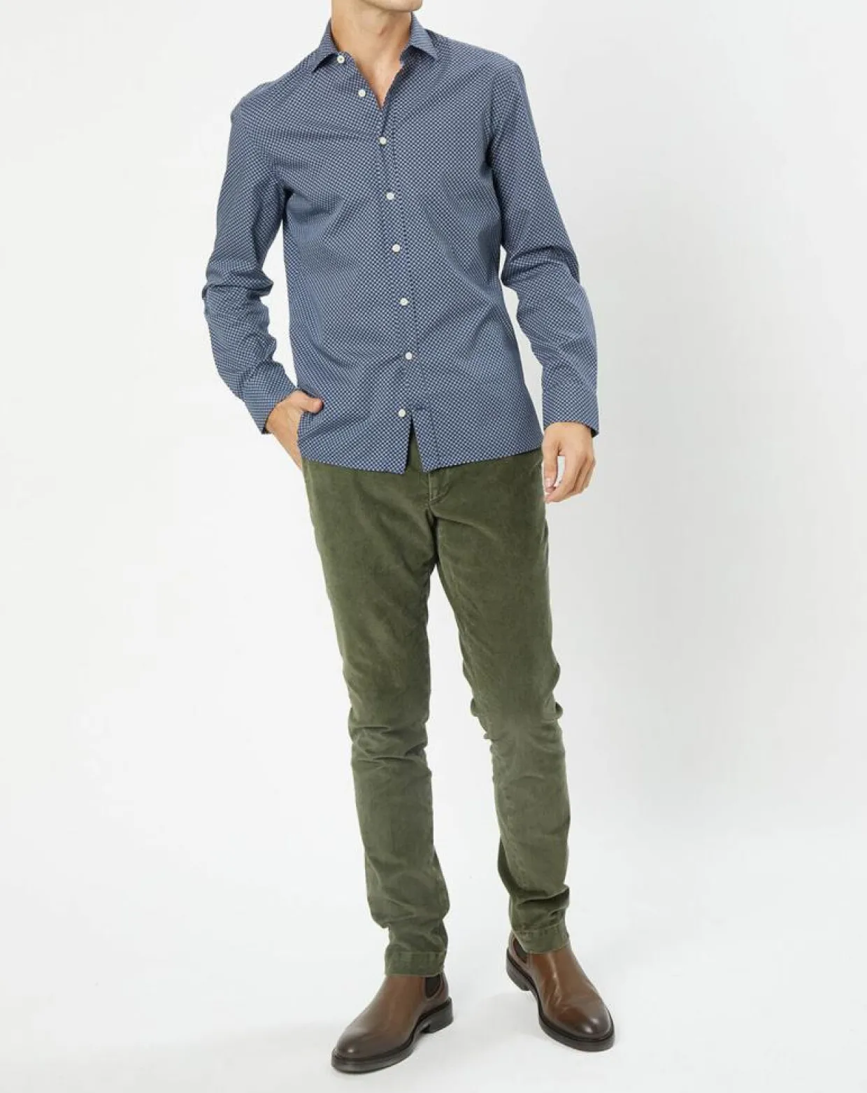 Chemise Slim Fit imprimée bleu foncé-Hackett London New