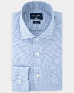 Chemise Slim Fit imprimée Pied-de-Poule bleu/blanc-Hackett London New
