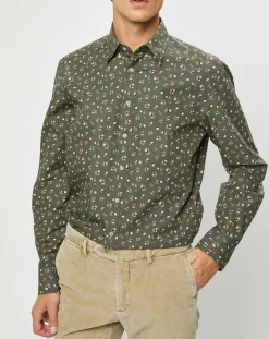 Chemise Slim Fit imprimée kaki-Hackett London Sale