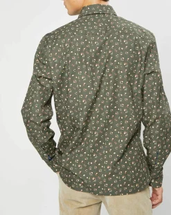 Chemise Slim Fit imprimée kaki-Hackett London Sale