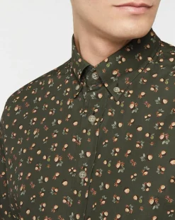 Chemise Slim Fit imprimée kaki-Hackett London Sale