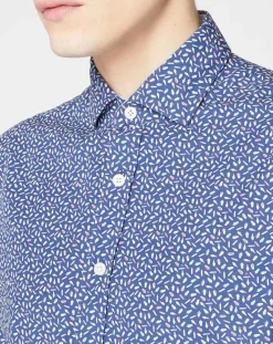 Chemise Slim Fit imprimée bleu foncé-Hackett London Outlet