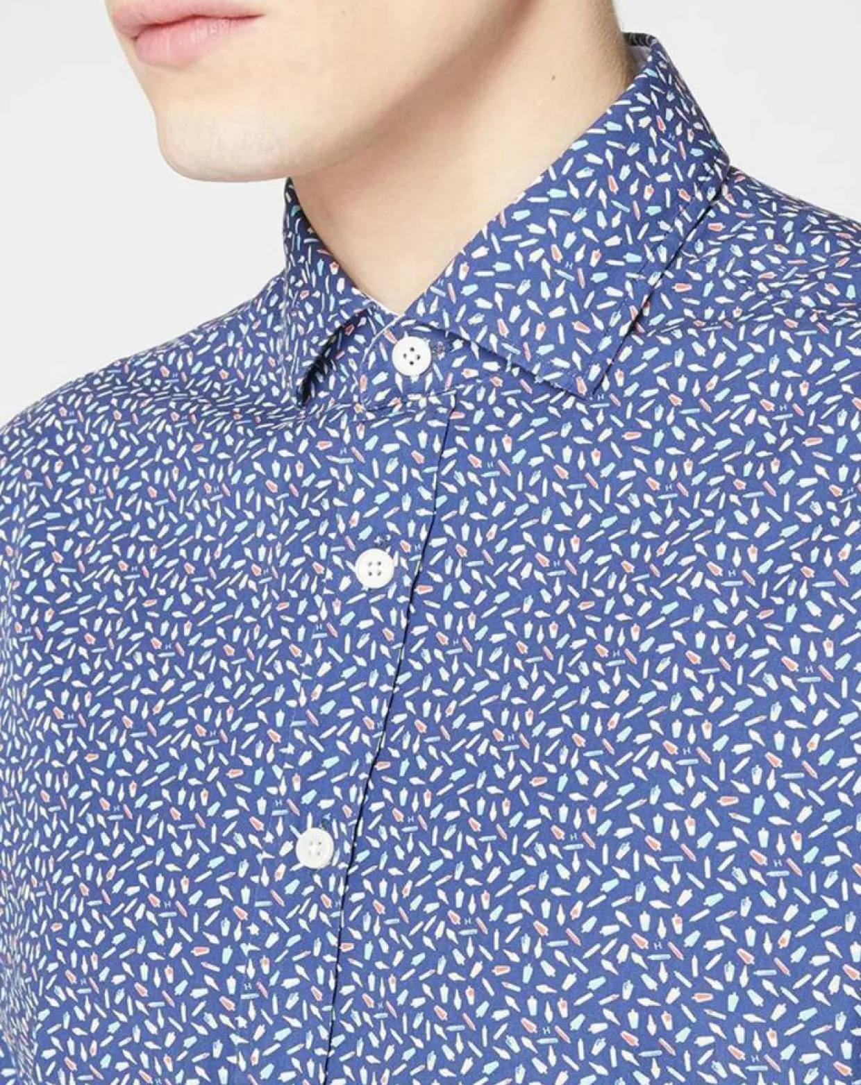 Chemise Slim Fit imprimée bleu foncé-Hackett London Outlet