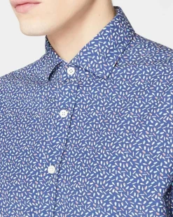 Chemise Slim Fit imprimée bleu foncé-Hackett London Outlet