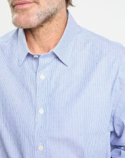Homme Hackett London Chemises^Chemise Slim Fit Jacquard à rayures milleraies bleue
