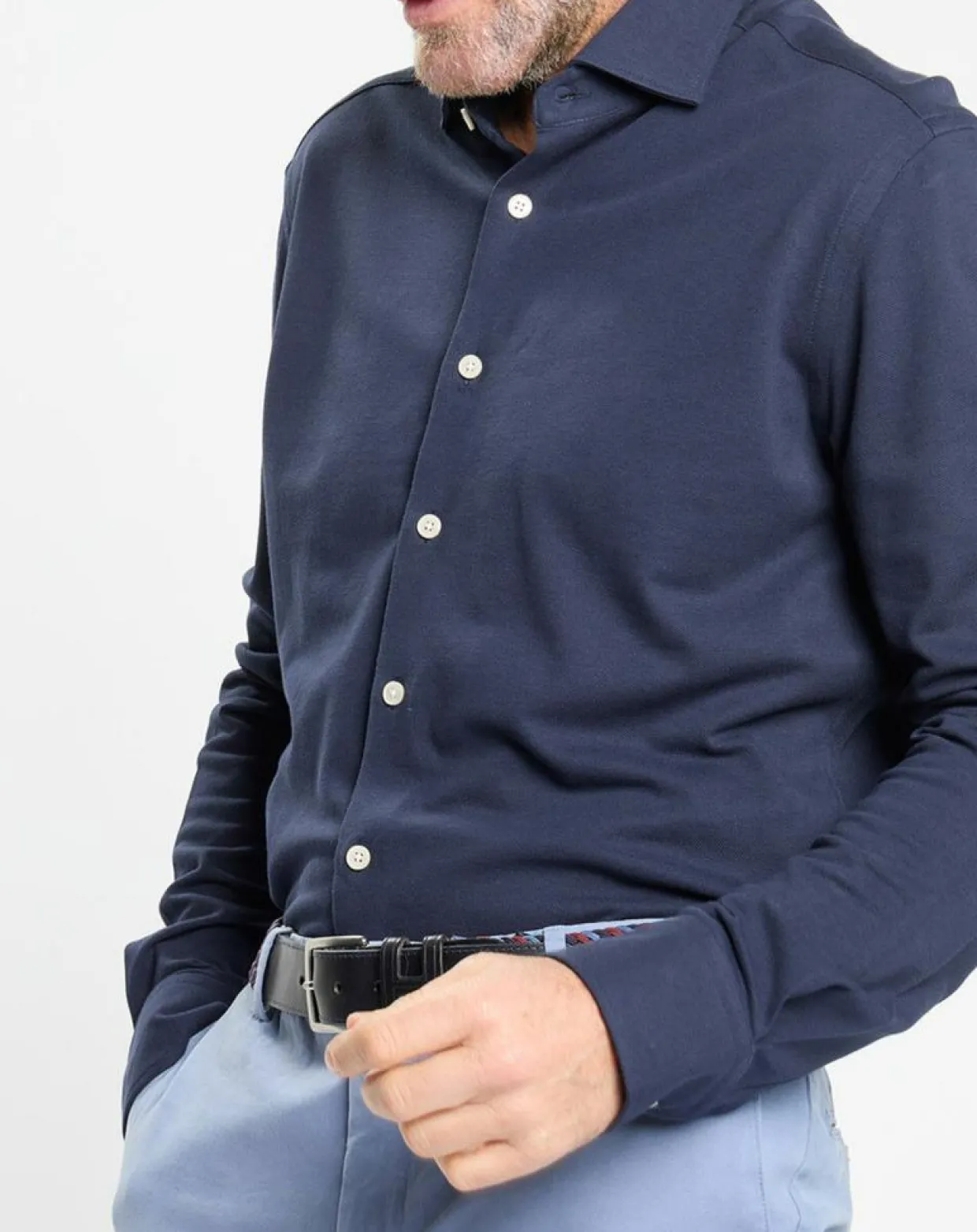 Homme Hackett London Chemises^Chemise Slim Fit manches longues piquée unie bleu foncé