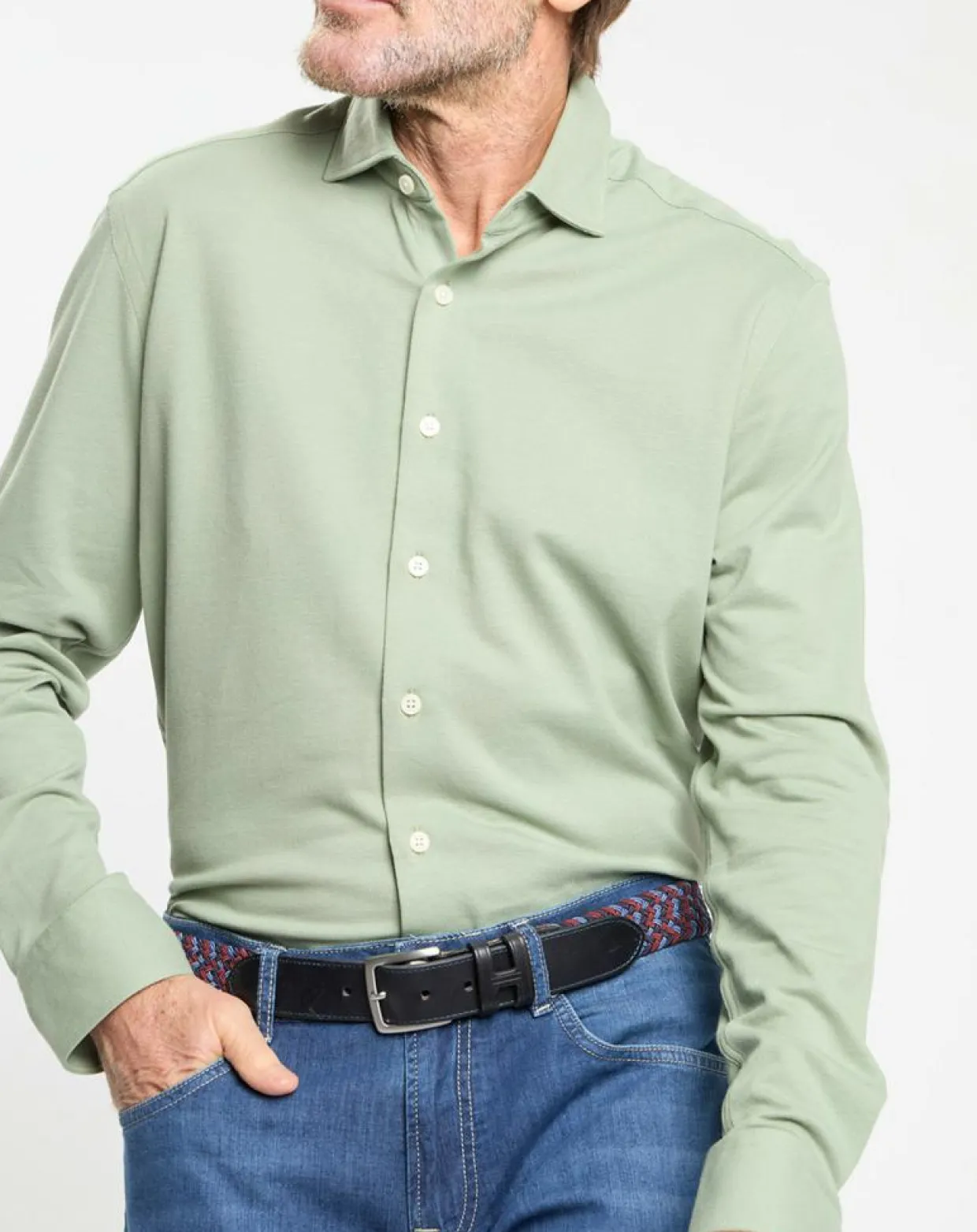 Homme Hackett London Chemises^Chemise Slim Fit manches longues piquée unie verte
