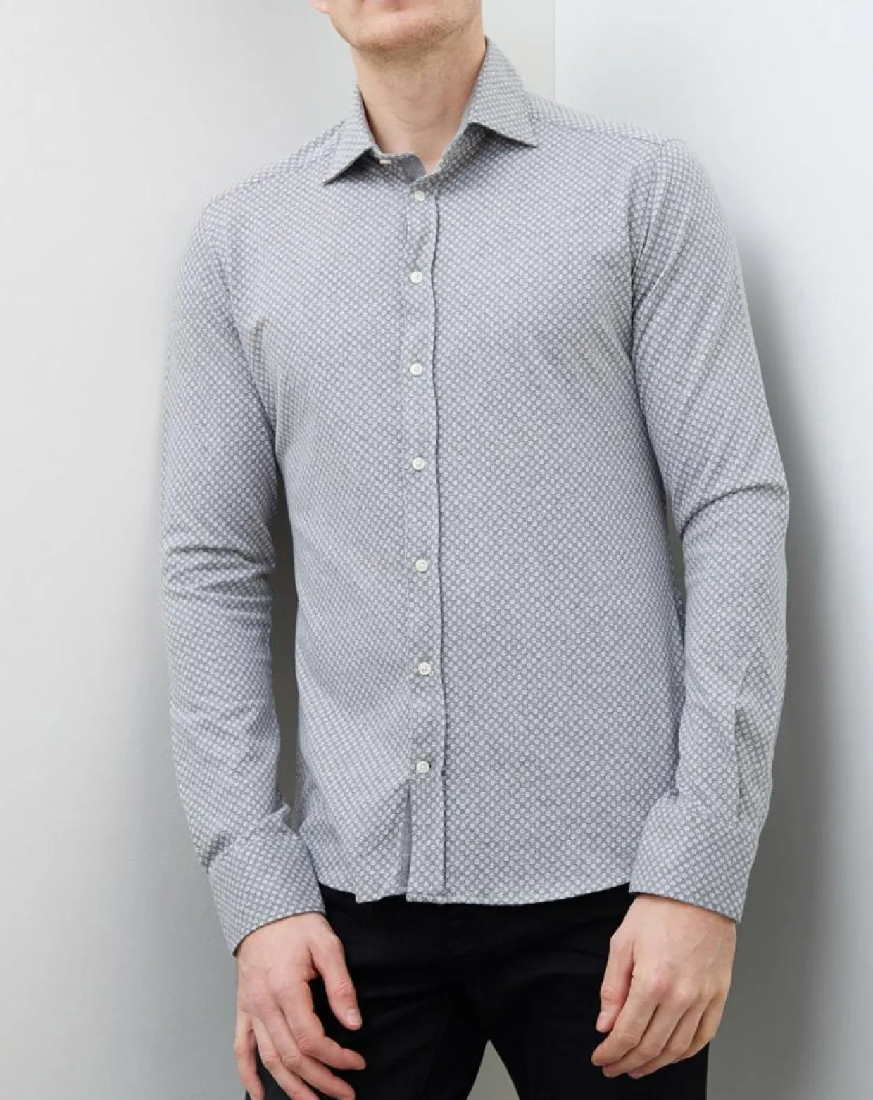 Chemise Slim Fit Mayfair gris-Hackett London Sale