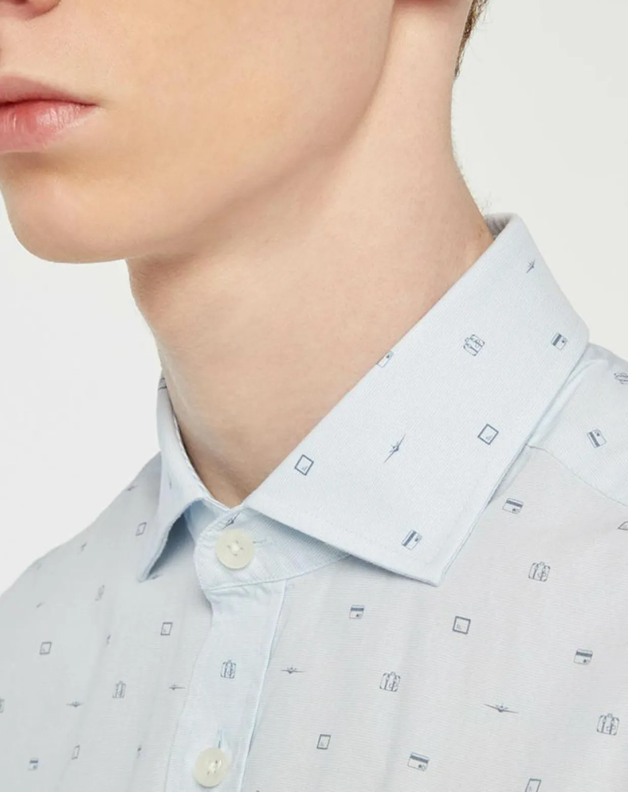 Homme Hackett London Chemises^Chemise Slim Fit Mix Travel imprimée bleu clair