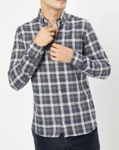 Homme Hackett London Chemises^Chemise Slim Fit Moy à carreaux gris/bleu/rouge