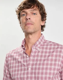 Chemise Slim Fit Oxford à carreaux rouge-Hackett London