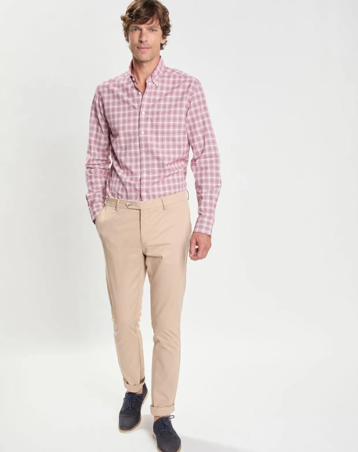 Chemise Slim Fit Oxford à carreaux rouge-Hackett London