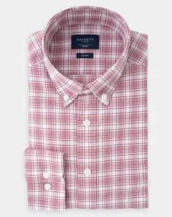 Chemise Slim Fit Oxford à carreaux rouge-Hackett London