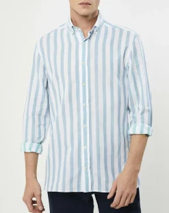 Homme Hackett London Chemises^Chemise Slim Fit Patch à rayures bleu moyen