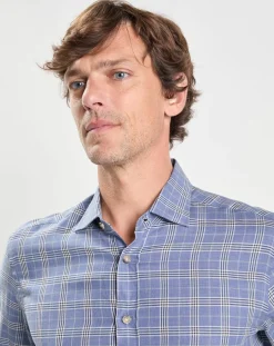 Homme Hackett London Chemises^Chemise Slim Fit Prince de Galles bleu moyen