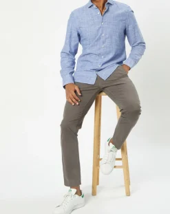 Chemise slim fit rayures & broderies shaped fit bleue-Marc O'Polo Online