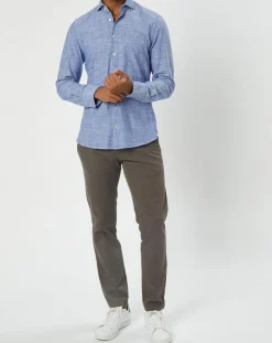 Chemise slim fit rayures & broderies shaped fit bleue-Marc O'Polo Online