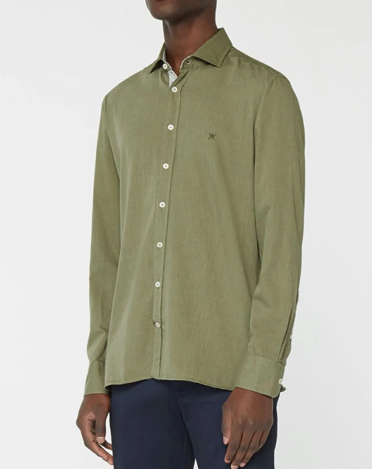 Chemise Slim fit Trim Twil Sport kaki-Hackett London Discount