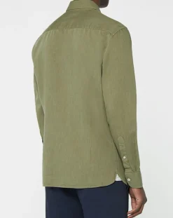 Chemise Slim fit Trim Twil Sport kaki-Hackett London Discount