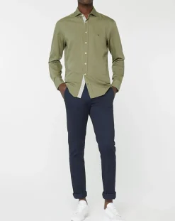 Chemise Slim fit Trim Twil Sport kaki-Hackett London Discount