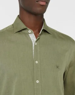 Chemise Slim fit Trim Twil Sport kaki-Hackett London Discount