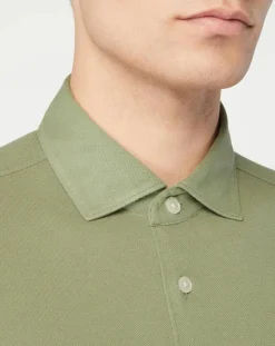 Chemise Slim Fit Unie Piquée kaki-Hackett London New