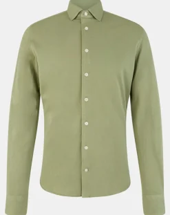 Chemise Slim Fit Unie Piquée kaki-Hackett London New