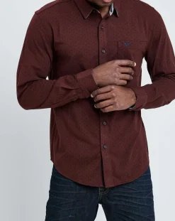 Homme Dockers Chemises^Chemise Slim Flex motifs rouge foncé/marine