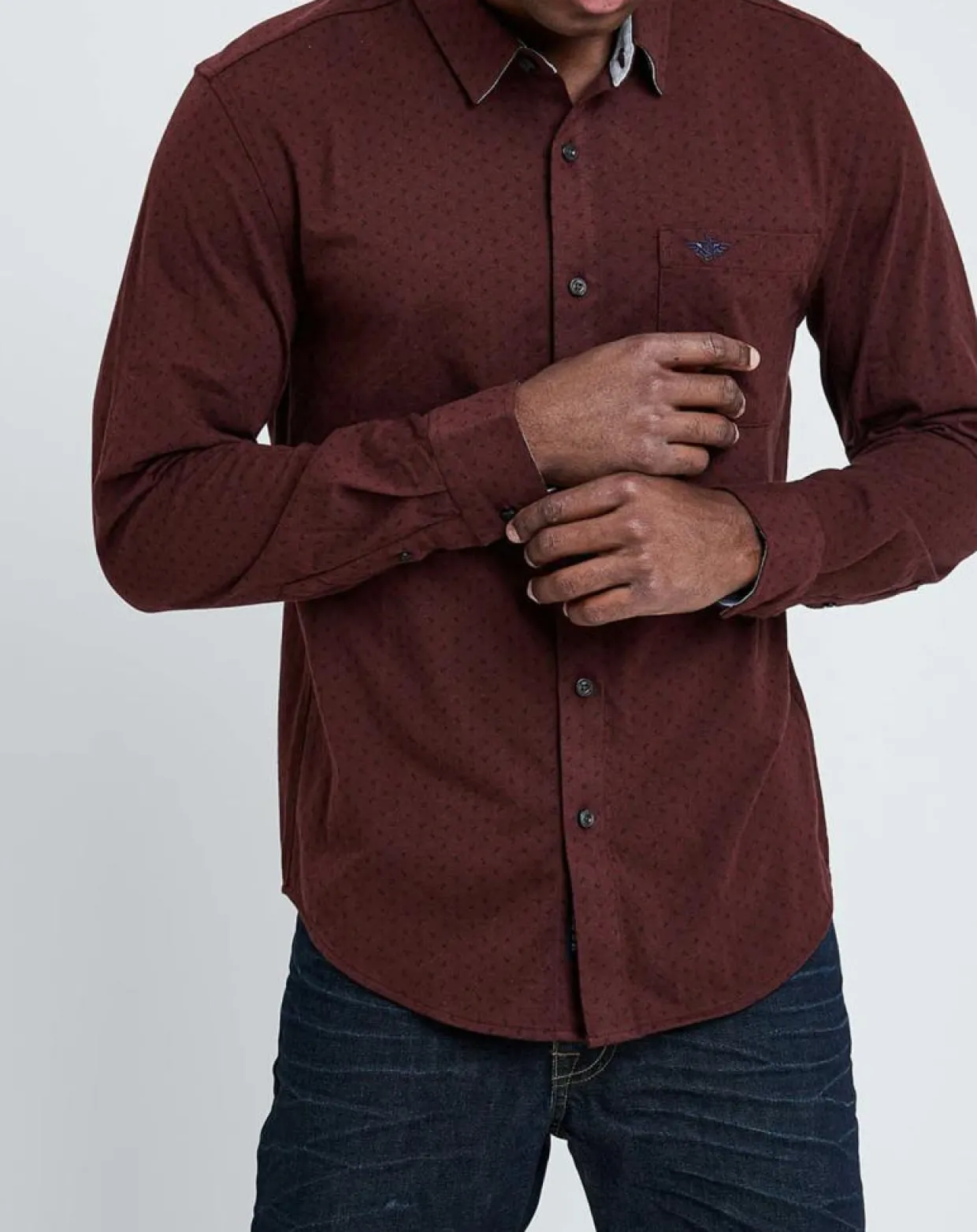Homme Dockers Chemises^Chemise Slim Flex motifs rouge foncé/marine