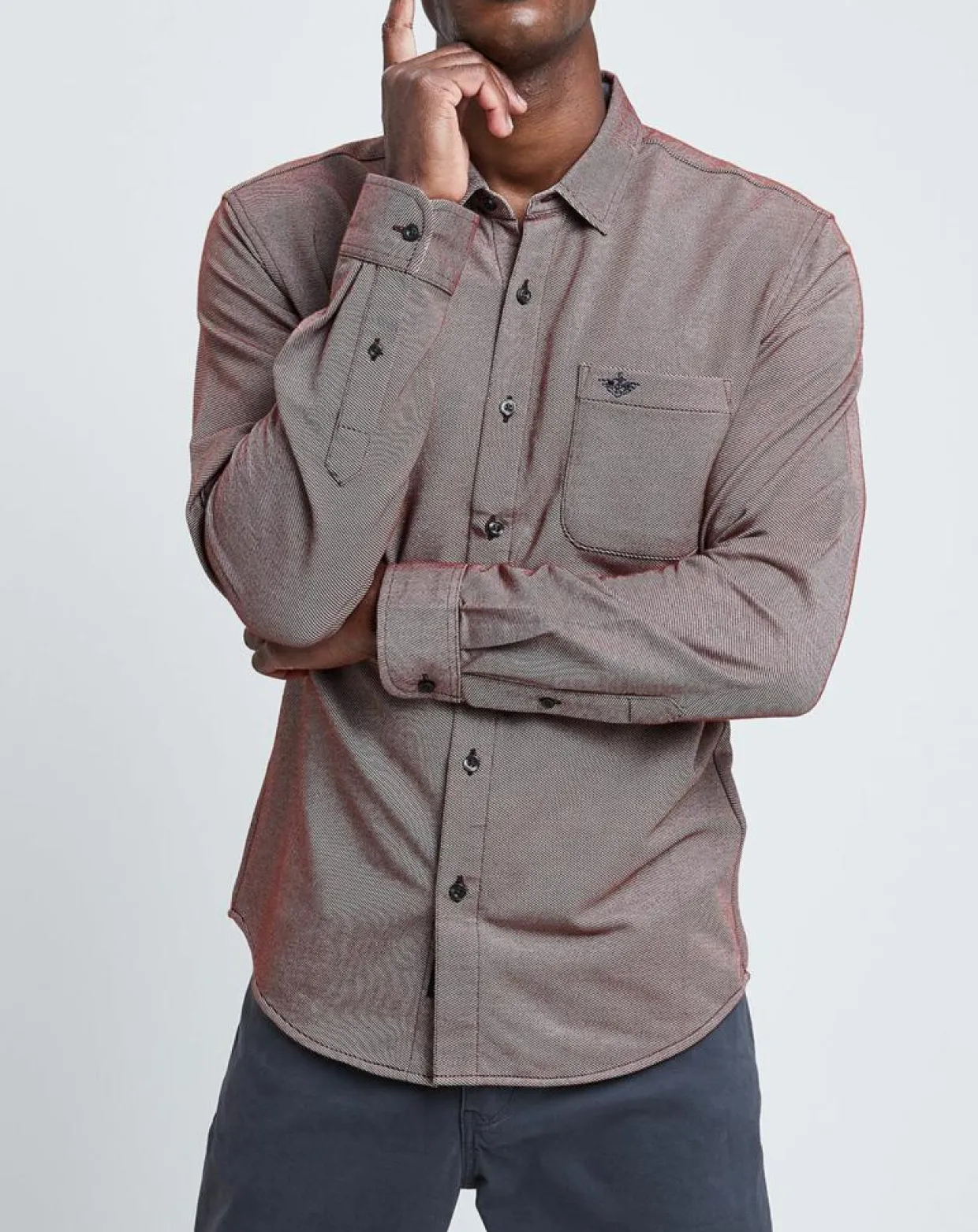 Homme Dockers Chemises^Chemise Slim Flex rayures rouge/blanc
