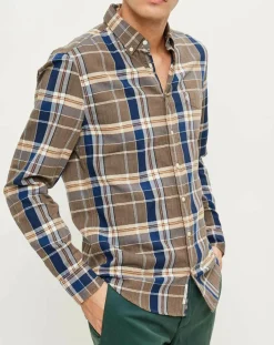 Homme Marc O'Polo Chemises^Chemise slim Pilou à carreaux camel/bleu