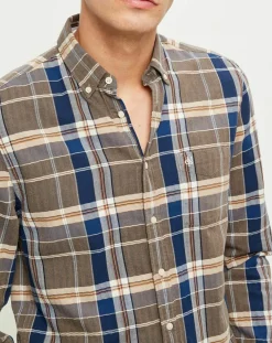 Homme Marc O'Polo Chemises^Chemise slim Pilou à carreaux camel/bleu