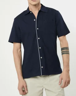 Chemise texturée Slim Fit rib gorg bleu marine-Hackett London Sale