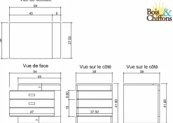 Bois & Chiffons Tables^Chevet bois bicolore - débord droite Naturel - 54x38x42 cm