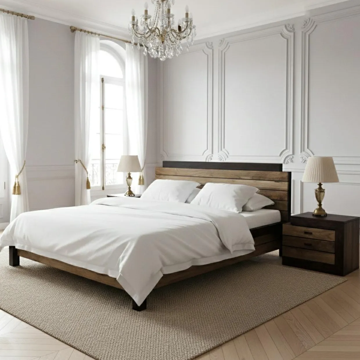 Chevet bois bicolore - débord gauche Naturel - 54x38x42 cm-Bois & Chiffons Hot