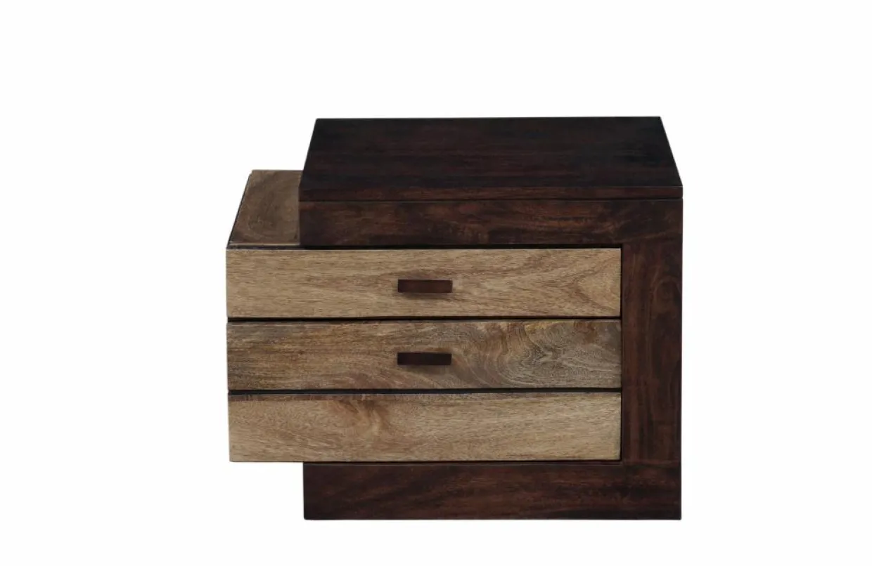 Chevet bois bicolore - débord gauche Naturel - 54x38x42 cm-Bois & Chiffons Hot