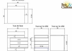Chevet bois bicolore - débord gauche Naturel - 54x38x42 cm-Bois & Chiffons Hot