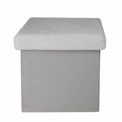 Coffre Pouf pliable imitation fourrure Leo gris - 38x38x38 cm-Home Deco Factory Sale