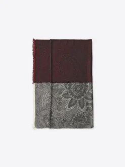 Coffret écharpe à motif cachemire merlot - 180x68 cm-Devred Hot