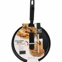 Coffret crépière induction avec ustensiles noir/blanc - 44.5x28.5 cm-Lily Cook Best