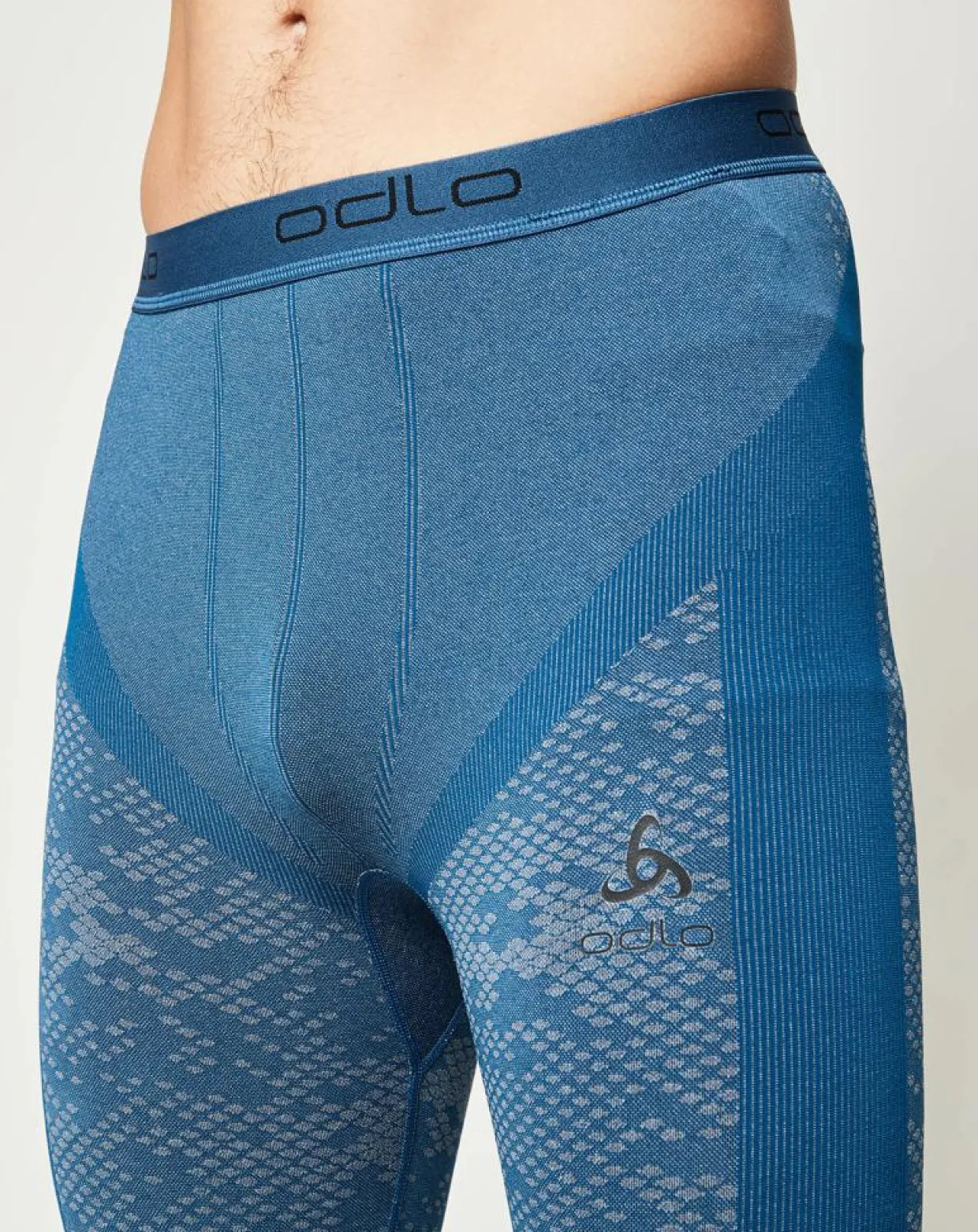 Homme Odlo Pantalons^Collant technique 3/4 Blackcomb Evolution Warm bleu opale/noir