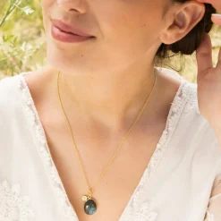 Femme Moonstone Colliers^Collier Alba Labradorite en laiton doré