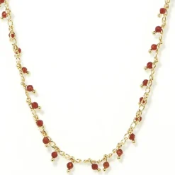 Collier Linn Agate rouge en laiton doré-Moonstone Discount