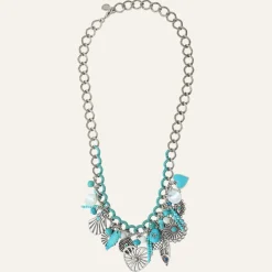 Femme Reminiscence Colliers^Collier Positano multipierres argenté/turquoise