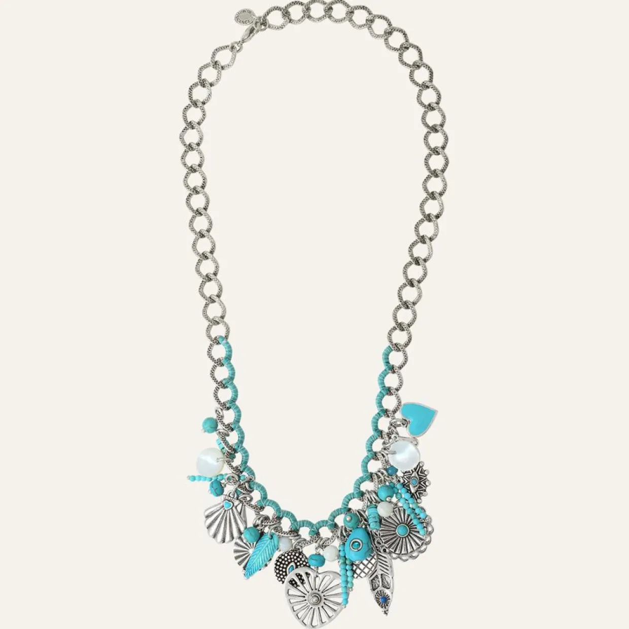 Femme Reminiscence Colliers^Collier Positano multipierres argenté/turquoise