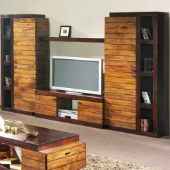 Colonne étagère bois bicolore marron - 89x41x195 cm-Bois & Chiffons Online