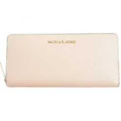 Femme Michael Kors Porte-Monnaie Et Portefeuilles^Compagnon en Cuir Jet Set Travel beige - 10x20.5x2.5 cm